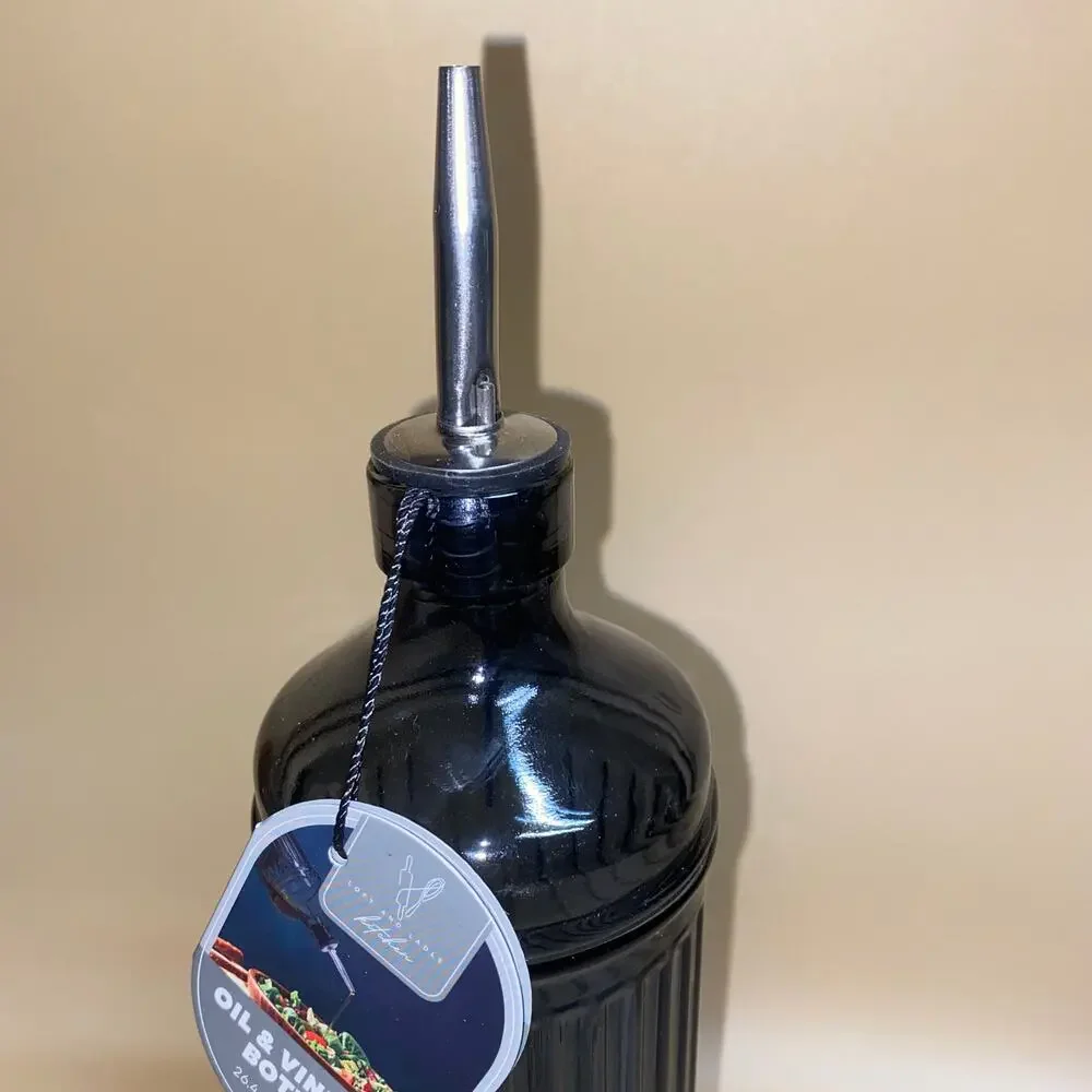 New Loft and Ladle Kitchen Gray Tinted Oil & Vinegar Bottle 26.4 oz 0.78 L NWT